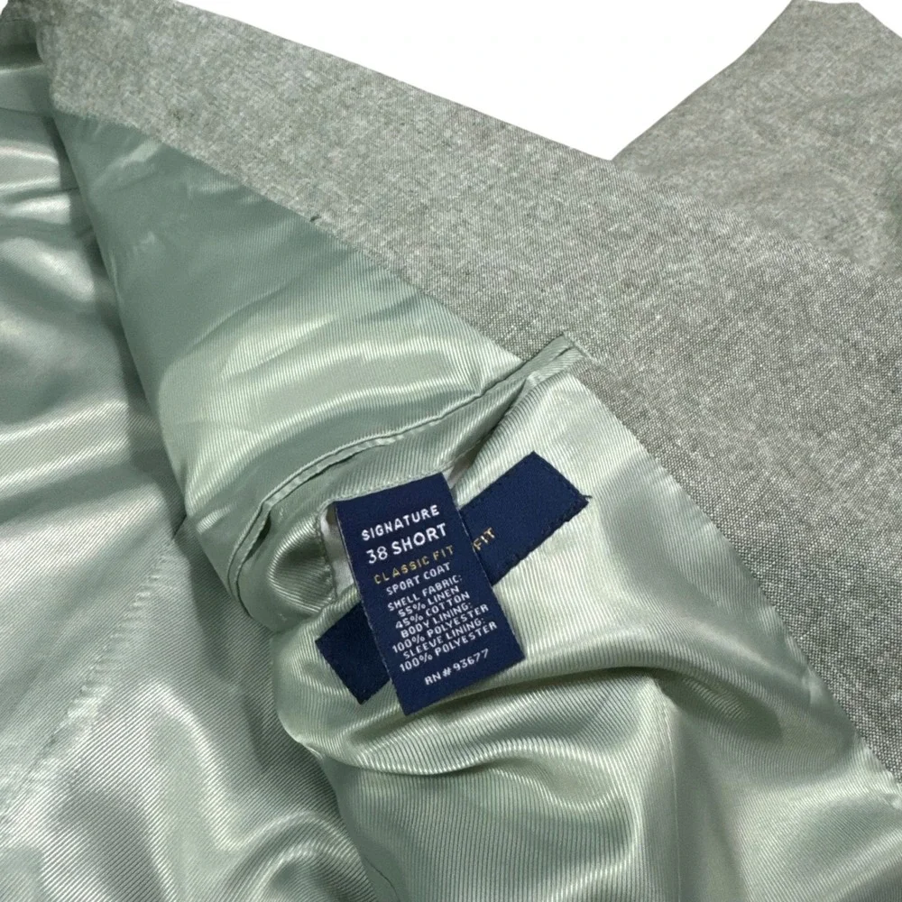 Stafford Signature Classic Fit Light Green Linen Blend Sport Coat Men's 38 Short